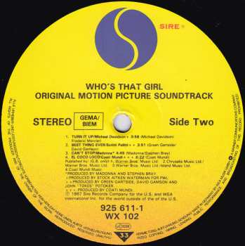 LP Madonna: Who's That Girl (Original Motion Picture Soundtrack)