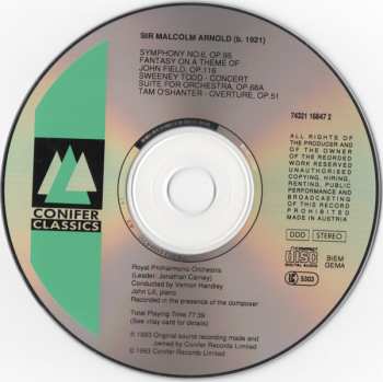 CD Malcolm Arnold: Symphony No. 6 / Fantasy / Sweeney Todd Suite / Tam O’Shanter Overture
