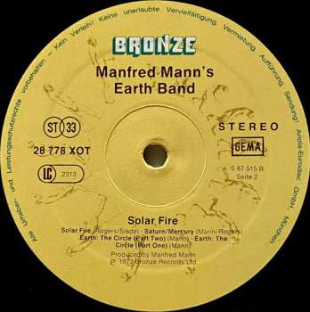 LP Manfred Mann's Earth Band: Solar Fire
