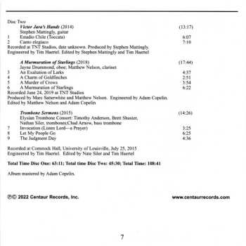 2CD Marc Satterwhite: A Murmuration Of Starlings: Chamber And Solo Music By Marc Satterwhite