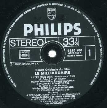 LP Yves Montand: Bande Originale Du Film "Le Milliardaire"