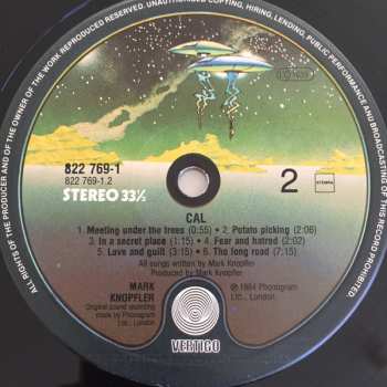 LP Mark Knopfler: Music By Mark Knopfler From The Film Cal