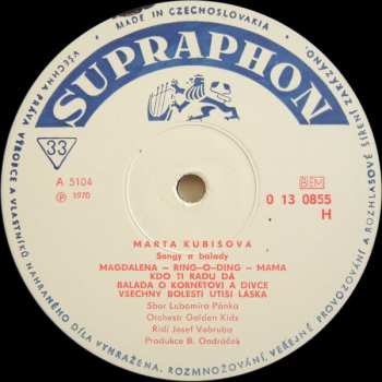 LP Marta Kubišová: Songy A Balady