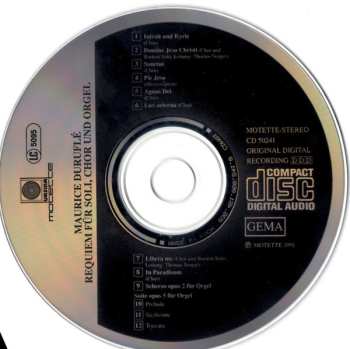 CD Maurice Duruflé: Requiem Für Soli, Chor Und Orgel