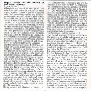 CD Maurizio Cazzati: Vespro Di Sant'Andrea (Un Solenne Vespro Mantovano Del 1641 Alla Corte Dei Gonzaga)