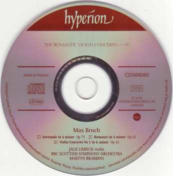 CD Max Bruch: Violin Concerto No. 1, Op 26 • Romance, Op 42 • Serenade, Op 75