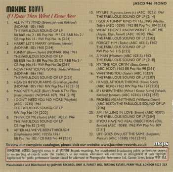 CD Maxine Brown: If I Knew Then What I Know Now - Complete Singles As & Bs 1960-1962