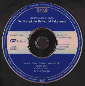CD Michael Haydn: Der Kampf Der Buße Und Bekehrung - Oratorium