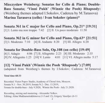 CD Mieczysław Weinberg: Sonatas For Cello & Piano Nos.1 & 2 / Double-Bass Sonata / Vinni Pukh 'Rhapsody' (On Fins Cartoon Themes)