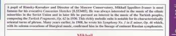 CD Mikhail Ippolitov-Ivanov: Symphony No. 1 In E Minor • Turkish Fragments • Turkish March