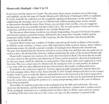 2CD Claudio Monteverdi: Madrigali - Libri V & VI