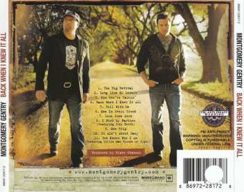 CD Montgomery Gentry: Back When I Knew It All