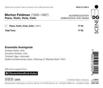 CD Morton Feldman: Piano, Violin, Viola, Cello