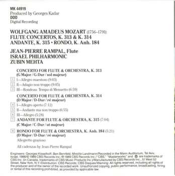 CD Wolfgang Amadeus Mozart: Flute Concertos, K. 313 & 314 · Andante, K. 315 · Rondo, K. Anh. 184