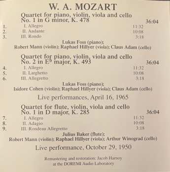 CD Wolfgang Amadeus Mozart: 2 Piano Quartets / Flute Quartet . Live At The Libray Of Congress Vol.4