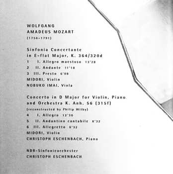 CD Wolfgang Amadeus Mozart: Sinfonia Concertante In E-flat Major / Concerto For Violin, Piano And Orchestra In D Major