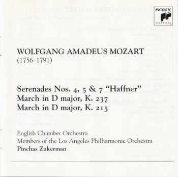 2CD Wolfgang Amadeus Mozart: Famous Serenades Nos. 4, 5, & 7 "Haffner" / Two Marches