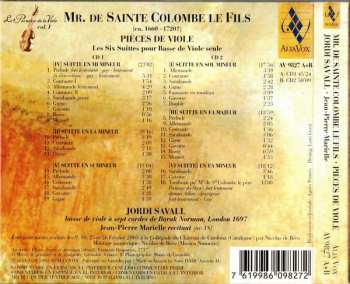 2CD Jordi Savall: Pièces de Viole (Les Six Suittes Pour Basse De Viole Seule Avec Le Tombeau Pour Mons.ʳ De Sainte Colombe Le Père)