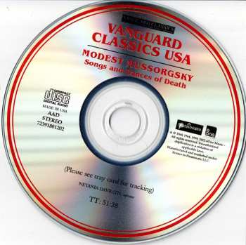 CD Modest Mussorgsky: Song Cycles: Songs & Dances Of Death; The Nursery