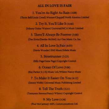 CD Nancy Wilson: All In Love Is Fair / Come Get To This