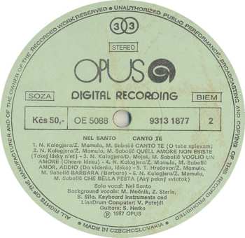 LP Nel Santo: Canto Te