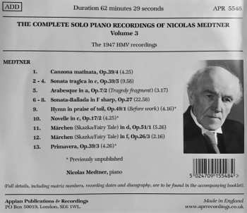 CD Nikolai Medtner: The Complete Solo Piano Recordings Of Nicolas Medtner, Volume 3