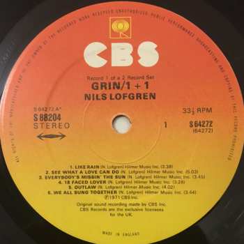 2LP Nils Lofgren: Grin - 1+1