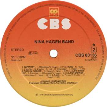 LP Nina Hagen Band: Nina Hagen Band