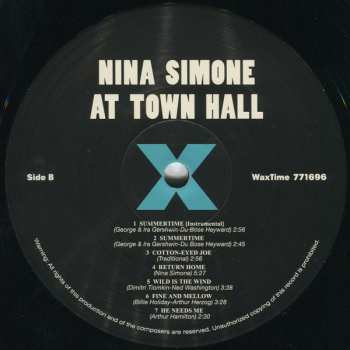 LP Nina Simone: Nina Simone At Town Hall LTD
