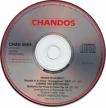 CD Nobuko Imai: Schubert - Arpeggione Sonata / Beethoven - Notturno For Viola & Piano, Op.42
