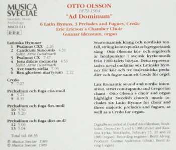 CD Eric Ericsons Kammarkör: Ad Dominum (6 Latinska Hymner, 3 Preludier Och Fugor, Credo)