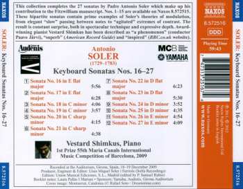 CD Padre Antonio Soler: Keyboard Sonatas Nos. 16-27