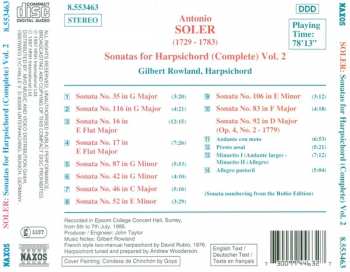 CD Padre Antonio Soler: Sonatas For Harpsichord (Complete) Vol. 2