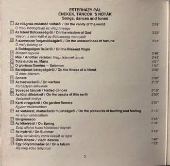 CD Pál Esterházy: Énekek, Táncok 'S Nóták = Songs, Dances And Tunes