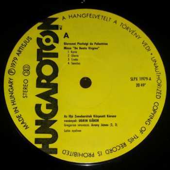 LP Giovanni Pierluigi da Palestrina: Missa "De Beata Vergine" / Sicut Cervus / Dum Aurora