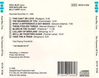 CD Paul Bley Trio: The Nearness Of You