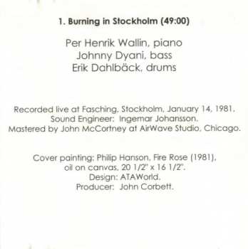 CD Johnny Dyani: Burning In Stockholm
