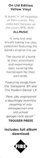 LP Pere Ubu: 390 Degrees Of Simulated Stereo. V.21C Ubu Live: Volume One CLR | LTD