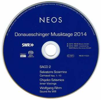 DVD/Zestaw pudełkowy/SACD Wolfgang Rihm: Donaueschinger Musiktage 2014