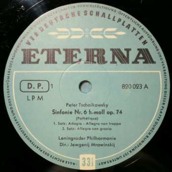 LP Pyotr Ilyich Tchaikovsky: Sinfonie Nr. 6 H-moll Op. 74 (Pathétique)