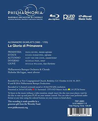 Blu-ray Nicholas McGegan: Allesandro Scarlatti: La Gloria Di Primavera