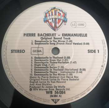 LP Pierre Bachelet: Emmanuelle (The Original Soundtrack Music From)