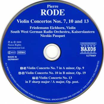CD Friedemann Eichhorn: Violin Concertos Nos. 7, 10 And 13