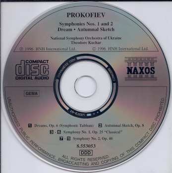 CD Sergei Prokofiev: Symphonies No. 1 "Classical", No. 2 / Dreams, Op. 6 / Autumnal Sketch, Op. 8