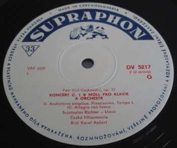 LP The Czech Philharmonic Orchestra: Koncert Č. 1, B-Moll