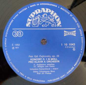 LP Pyotr Ilyich Tchaikovsky: Koncert B Moll Pro Klavír A Orchestr Č. 1 B Moll Op. 23