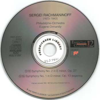 2CD Eugene Ormandy: Symphony No. 1 / Symphony No. 2 / Symphony No. 3 / Vocalise