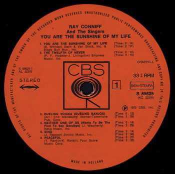 LP Ray Conniff And The Singers: You Are The Sunshine Of My Life