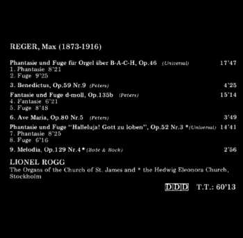 CD Max Reger: Lionel Rogg Plays Reger