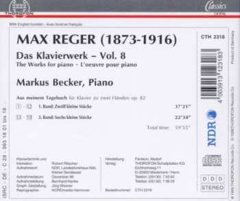 CD Max Reger: Das Klavierwerk Vol. 8: Aus Meinem Tagebuch Op. 82 Band 1 Und 3